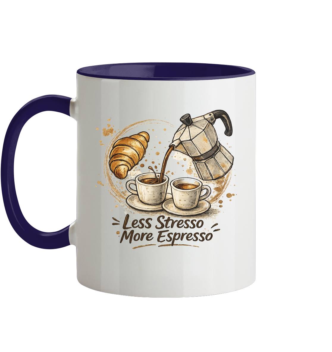Less Stresso More Espresso Tasse zweifarbig