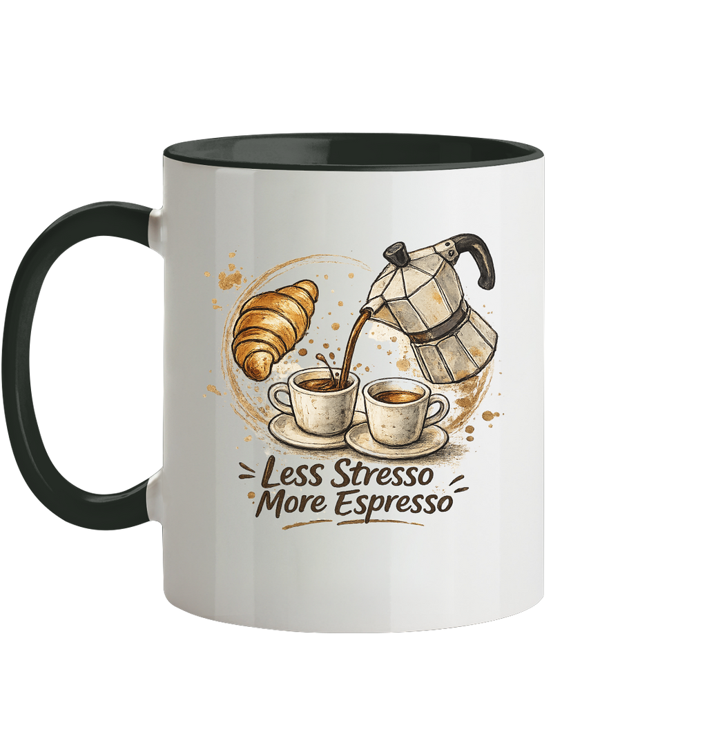 Less Stresso More Espresso Tasse zweifarbig