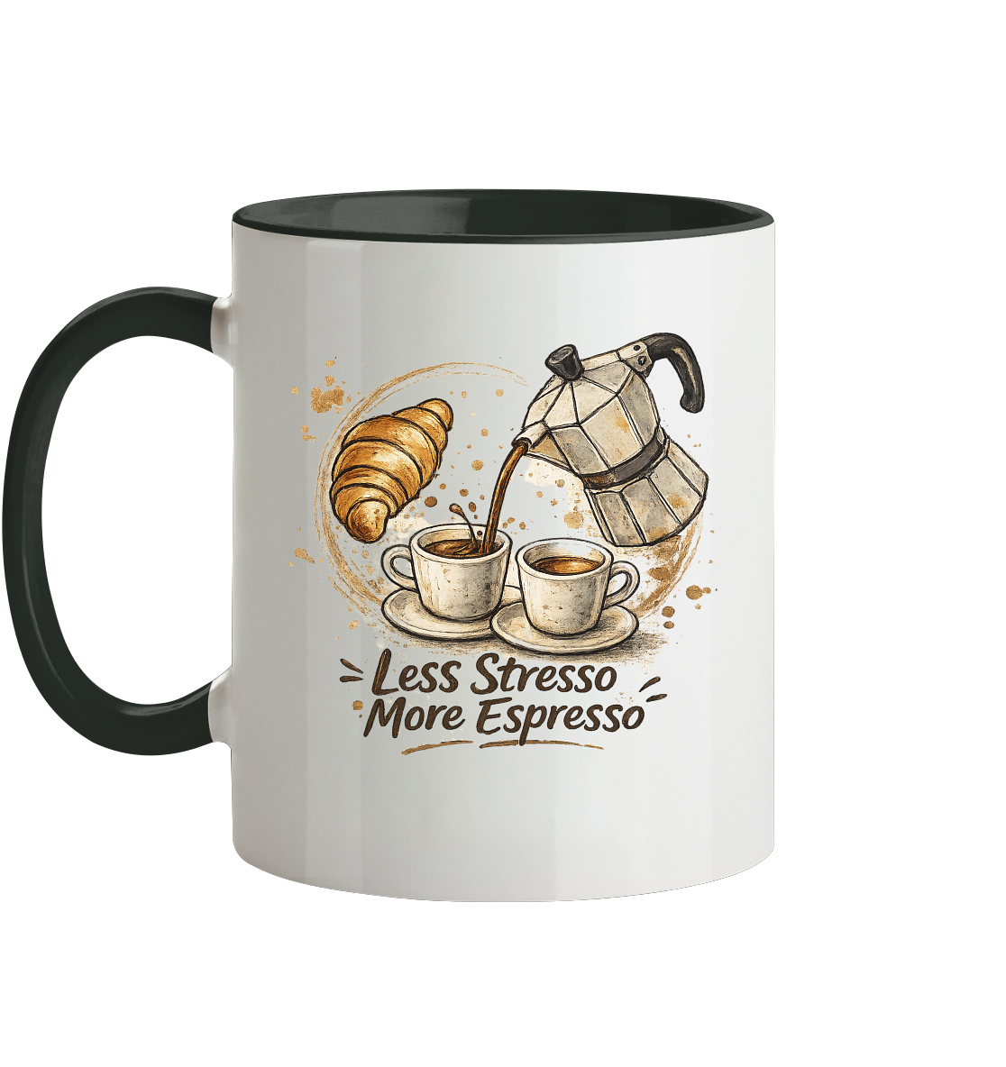 Less Stresso More Espresso Tasse zweifarbig