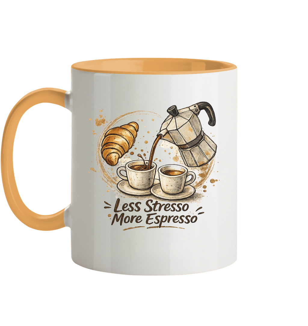 Less Stresso More Espresso Tasse zweifarbig