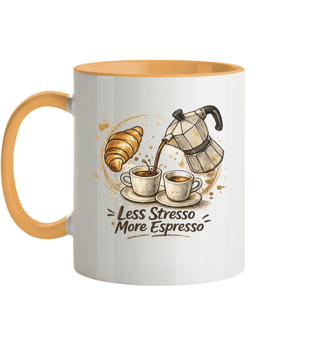 Less Stresso More Espresso Tasse zweifarbig